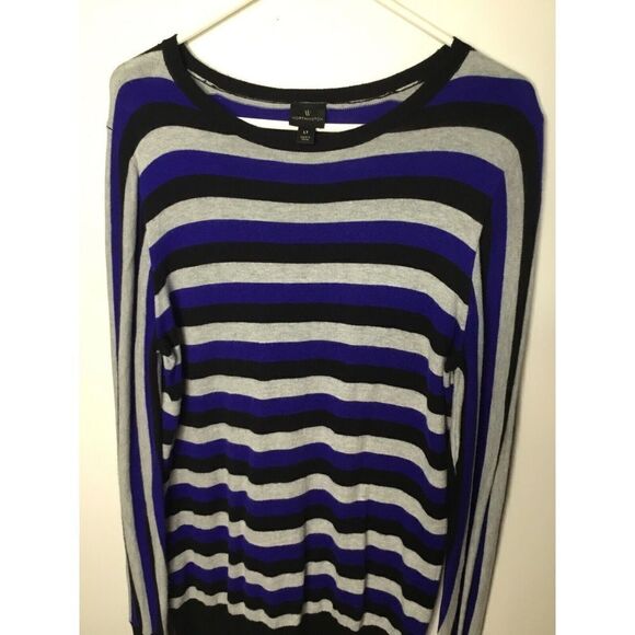 Worthington Womens Large Tall LT Sweater Boat neck Pullover Blue/Gray Stripped - Picture 4 of 11